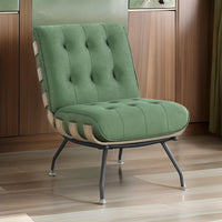 Nain 35 Inch Accent Chair, Oversized Cushion Tufted Back, Green Upholstery - BM309603