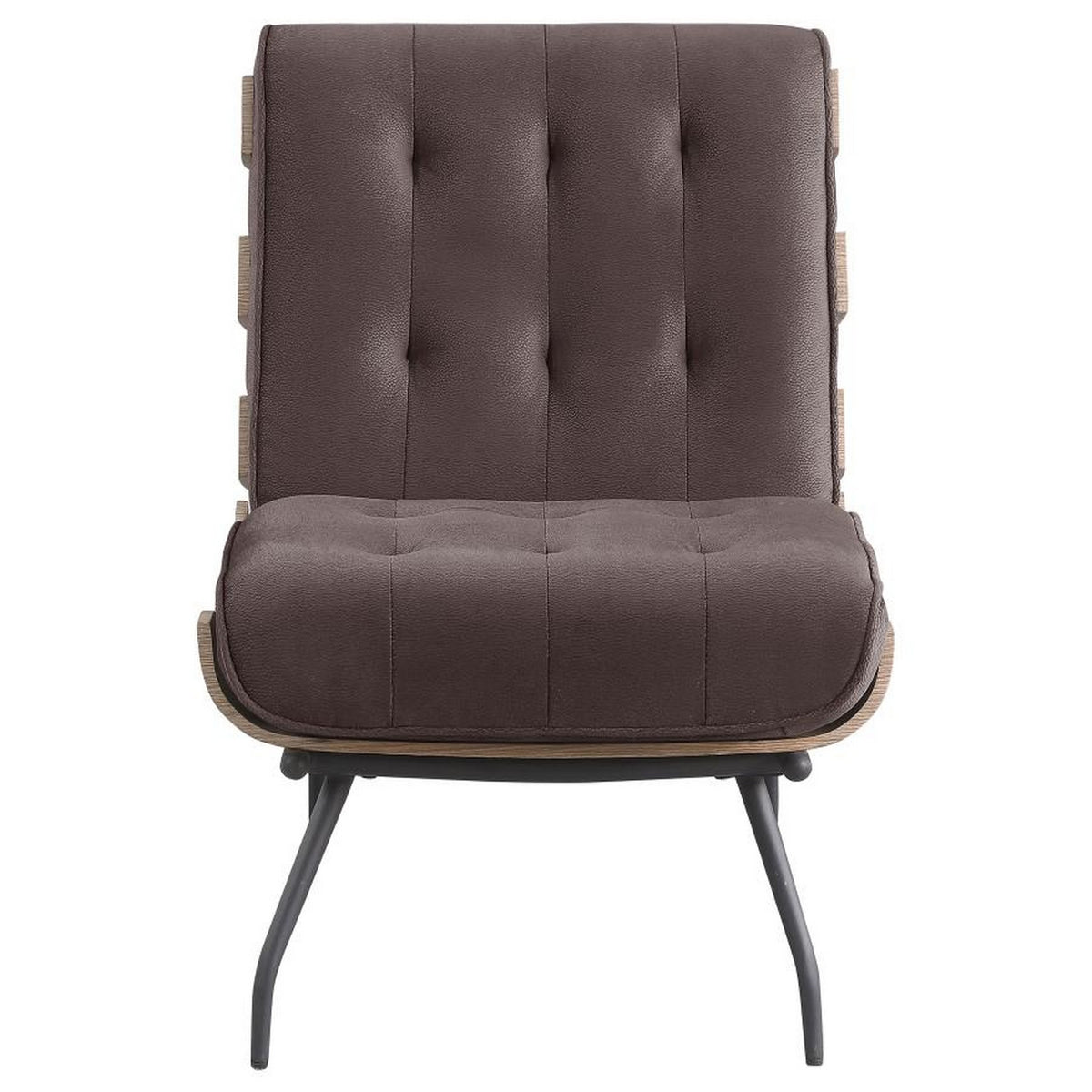 Nain 35 Inch Accent Chair, Oversized Cushion Tufted Back, Dark Brown - BM309604