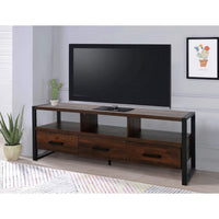 Anny 60 Inch TV Media Entertainment Center, 3 Drawers, Black, Dark Brown - BM309610