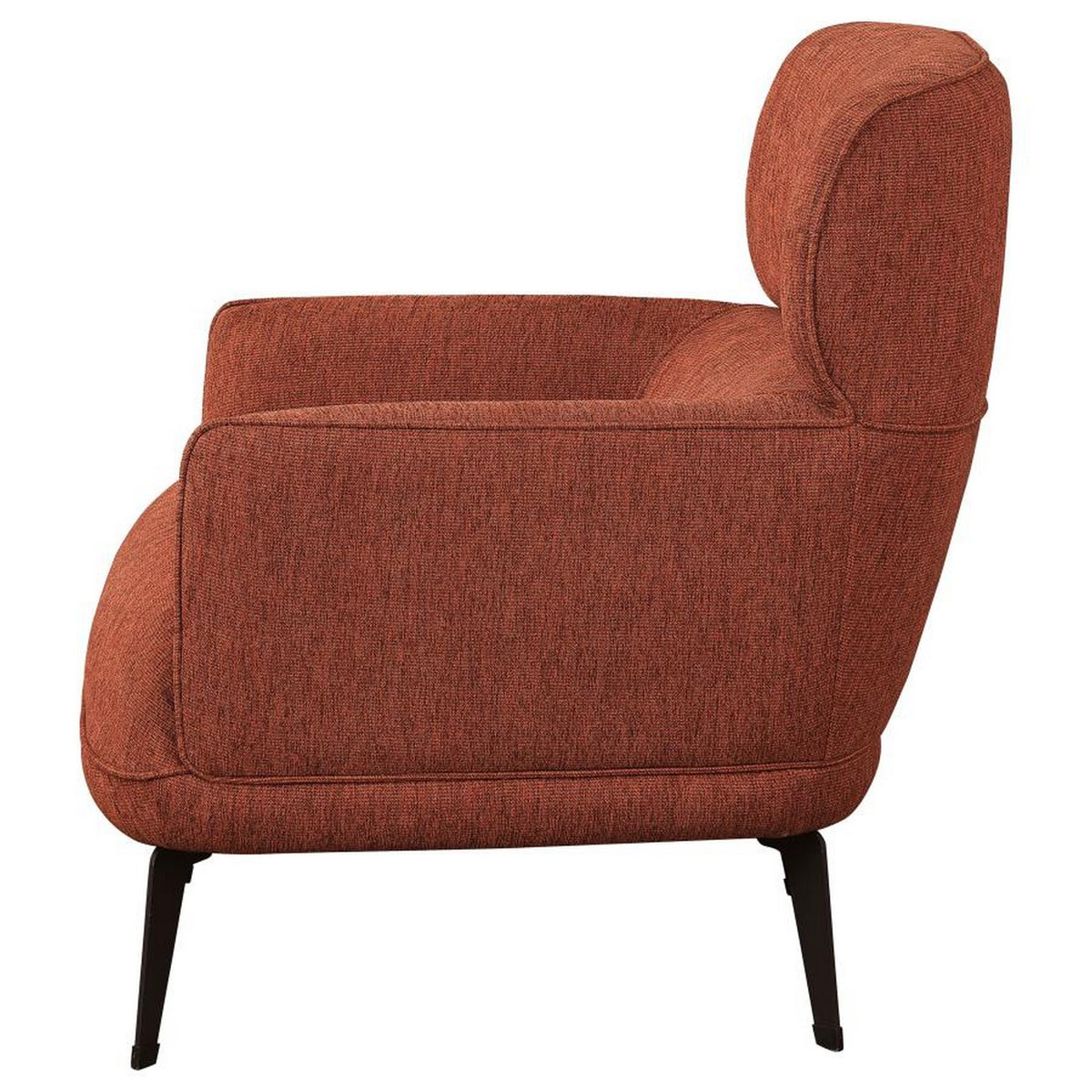 Dup 34 Inch Accent Chair, Cushioned Seat, Rounded Track Arms, Muted Orange - BM309612