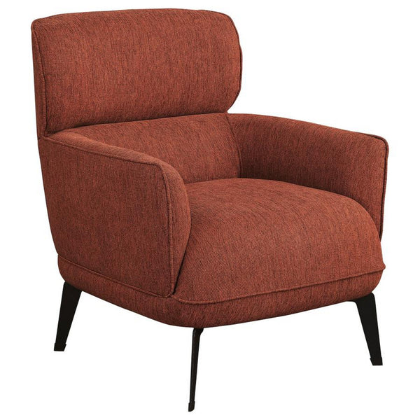 Dup 34 Inch Accent Chair, Cushioned Seat, Rounded Track Arms, Muted Orange - BM309612