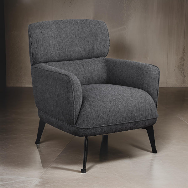 Dup 34 Inch Accent Chair, Cushioned Seat, Rounded Track Arms, Muted Gray - BM309613