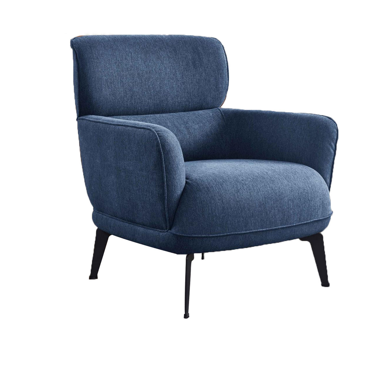 Dup 34 Inch Accent Chair, Cushioned Seat, Rounded Track Arms, Muted Blue - BM309614