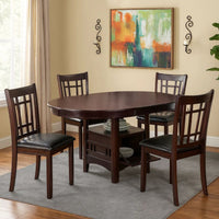 5 Piece Dining Set, 42 Inch Round Extendable Table With 4 Chairs, Espresso