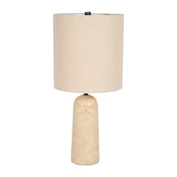 25 Inch Table Lamp, Cylindrical Shape, Drum Shade, Natural Beige Finish - BM309626