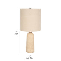 25 Inch Table Lamp, Cylindrical Shape, Drum Shade, Natural Beige Finish - BM309626