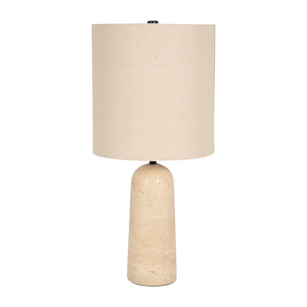25 Inch Table Lamp, Cylindrical Shape, Drum Shade, Natural Beige Finish - BM309626