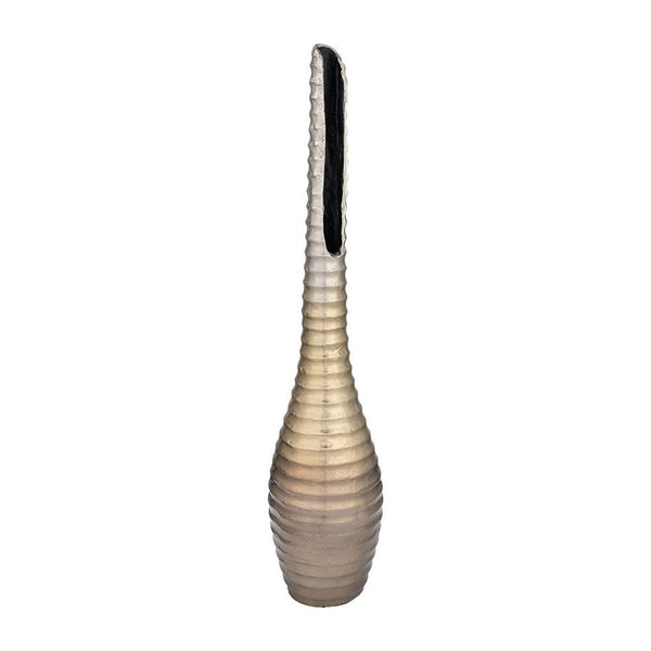 Olu 26 Inch Vase, Elongated Rugged Shell Shape, Metal, Gold Accent Finish - BM309633