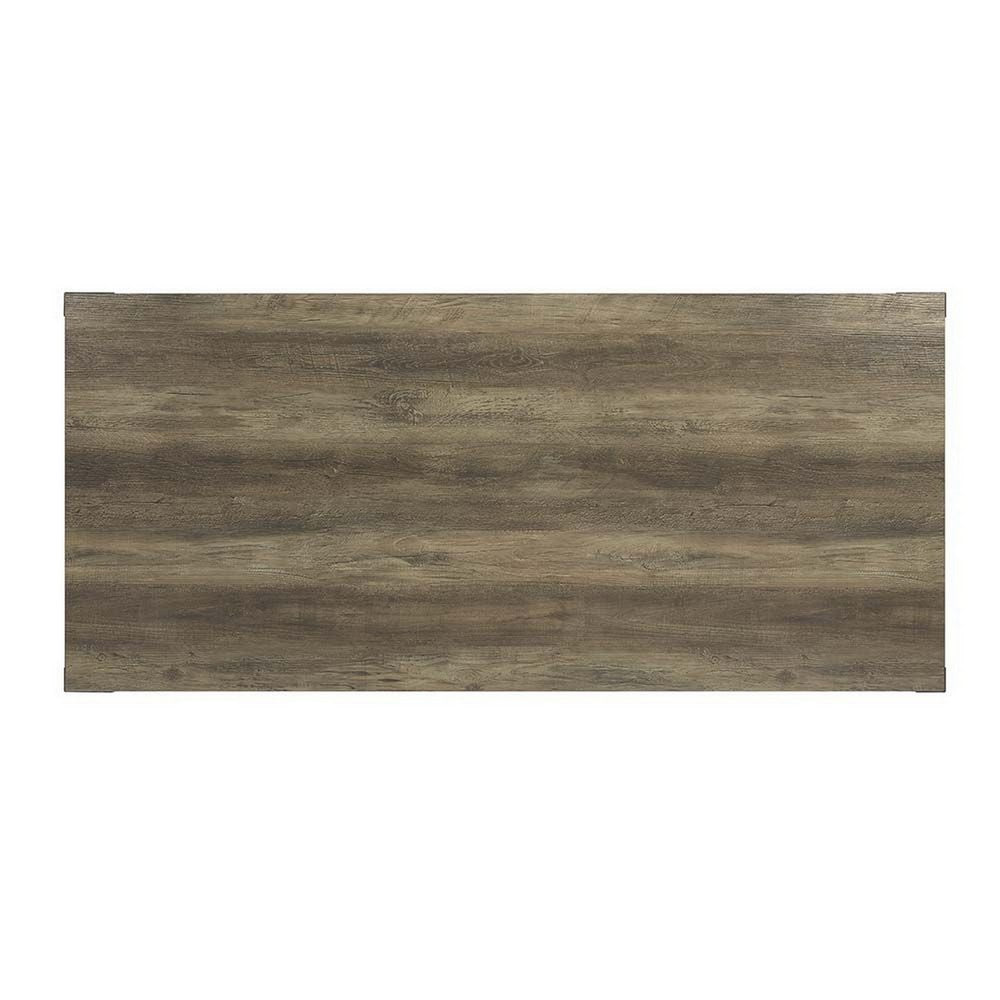 Eli 71 Inch Dining Table, Distressed Rustic Gray, Industrial Metal Rivets - BM309638