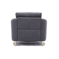 Nial 34 Inch Accent Chair, Linen Upholstery, Pine Wood, Gray and Gold  - BM309647