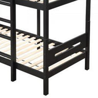 Asin Twin Bunk Bed with Front Facing Ladder, Solid Pine Wood, Black Finish - BM309654
