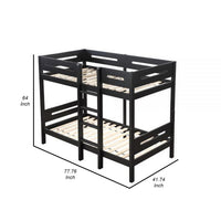 Asin Twin Bunk Bed with Front Facing Ladder, Solid Pine Wood, Black Finish - BM309654
