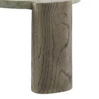 47 Inch Coffee Table, Oval Shape Cement Top, Smooth Gray and Oak Brown - BM309655