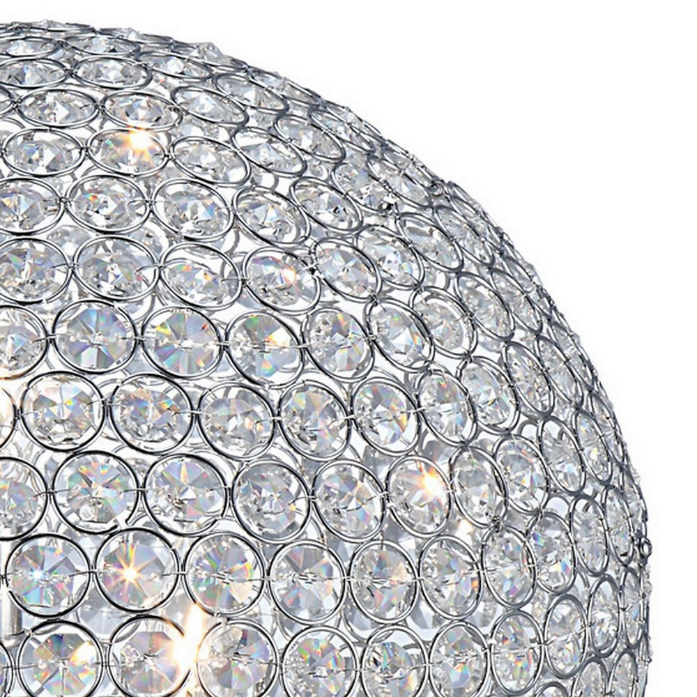 Hazel 17 Inch Table Lamp, Crystal, LED Globe Shade, Metal,  Clear Finish - BM309667