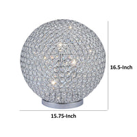 Hazel 17 Inch Table Lamp, Crystal, LED Globe Shade, Metal,  Clear Finish - BM309667