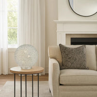 Hazel 17 Inch Table Lamp, Crystal, LED Globe Shade, Metal,  Clear Finish - BM309667