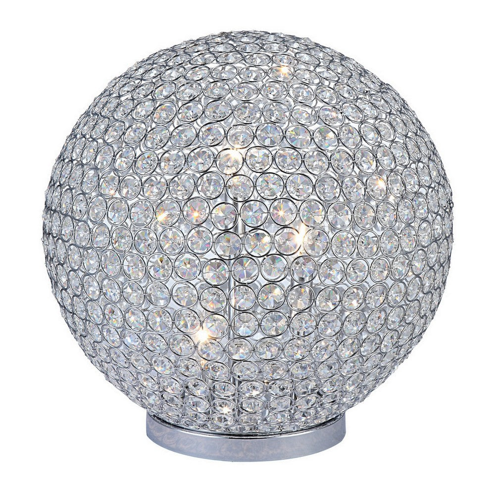 Hazel 17 Inch Table Lamp, Crystal, LED Globe Shade, Metal,  Clear Finish - BM309667