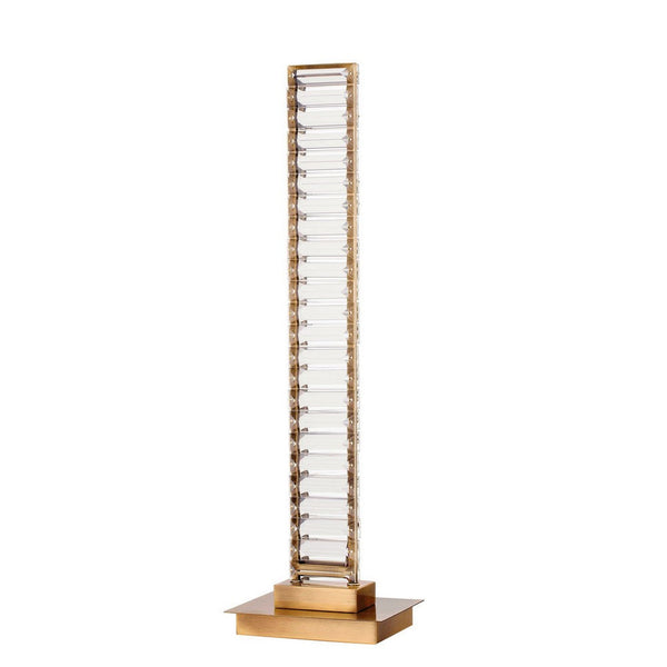 Lizy 24 Inch Tall, Thin Table Lamp, Crystal, LED Metal Frame, Antique Brass - BM309668