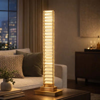 Lizy 24 Inch Tall, Thin Table Lamp, Crystal, LED Metal Frame, Antique Brass - BM309668