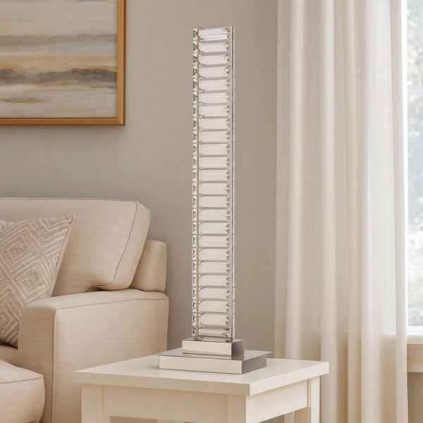 Lizy 24 Inch Table Lamp with Crystal, LED Metal Frame, Nickel Finish - BM309671