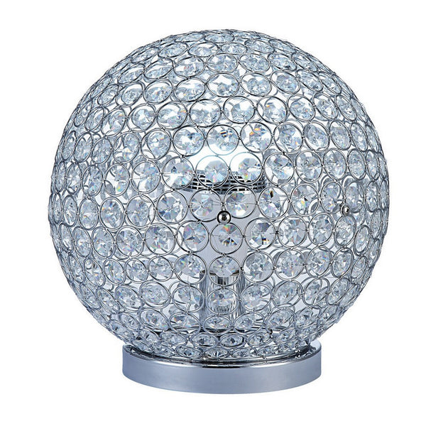 Hazel 13 Inch Table Lamp, Crystal, LED Globe Shade, Metal, Clear Finish - BM309672