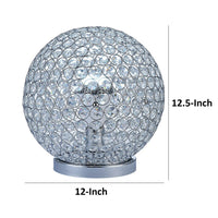 Hazel 13 Inch Table Lamp, Crystal, LED Globe Shade, Metal, Clear Finish - BM309672