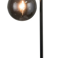 30 Inch Arc Table Lamp, Glass Bulb Shaped Shade, Metal, Black Nickel - BM309674