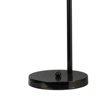 30 Inch Arc Table Lamp, Glass Bulb Shaped Shade, Metal, Black Nickel - BM309674