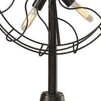 Quinn 26 Inch Accent Table Lamp, Vintage Fan Design, Antique Bronze - BM309677