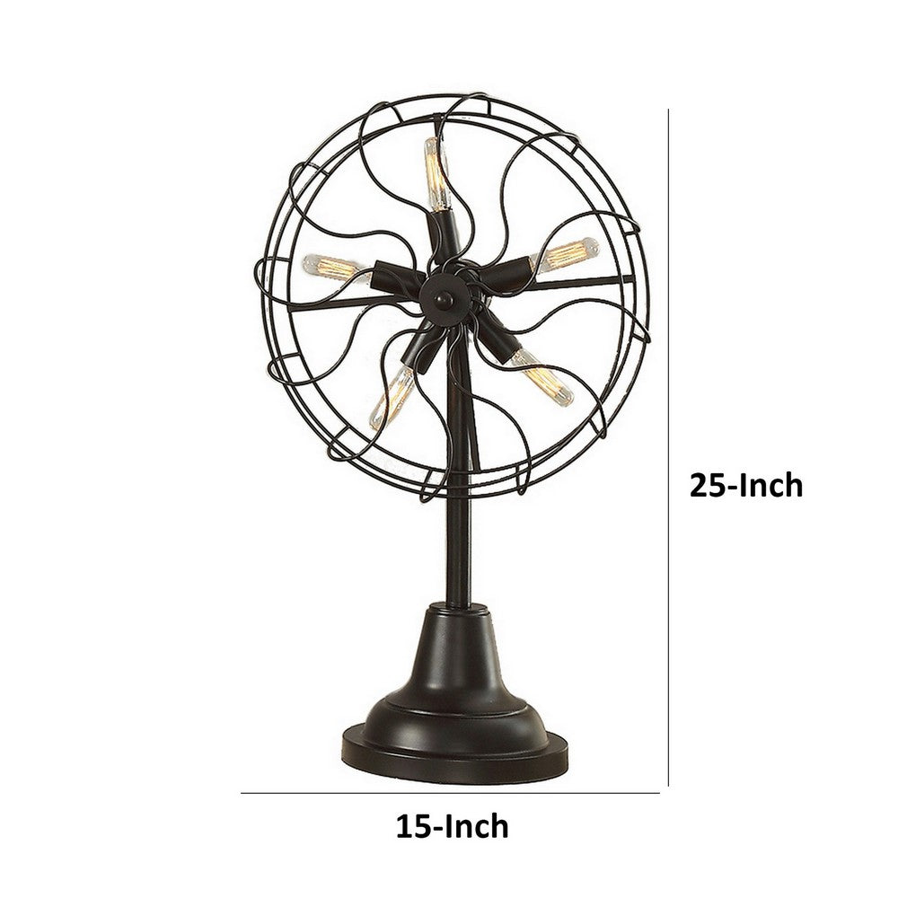 Quinn 26 Inch Accent Table Lamp, Vintage Fan Design, Antique Bronze - BM309677