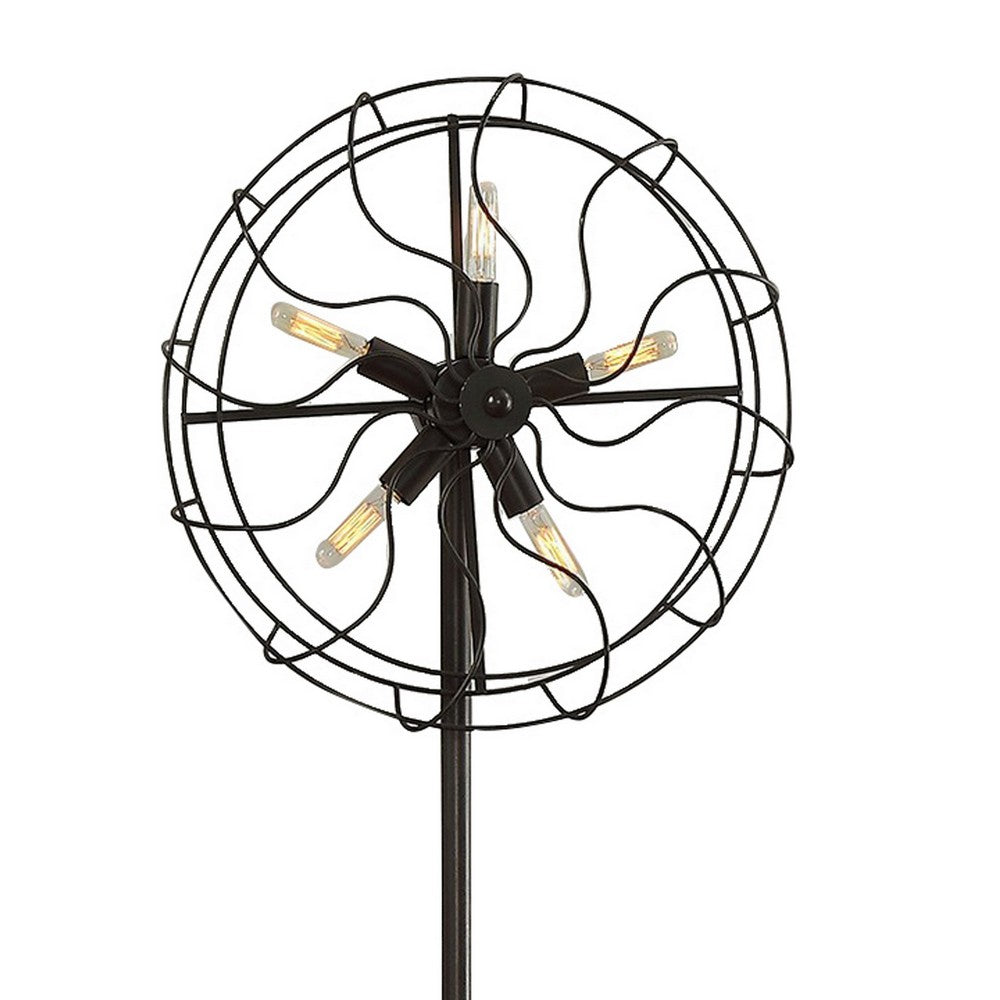 Quinn 63 Inch Accent Floor Lamp, Vintage Fan Design, Antique Bronze Finish - BM309678