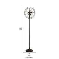Quinn 63 Inch Accent Floor Lamp, Vintage Fan Design, Antique Bronze Finish - BM309678