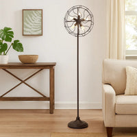 Quinn 63 Inch Accent Floor Lamp, Vintage Fan Design, Antique Bronze Finish - BM309678