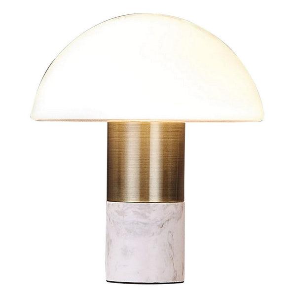 Lumina 15 Inch Table Lamp, Antique Brass Metal, Marble, Dome Shape, Gold - BM309679
