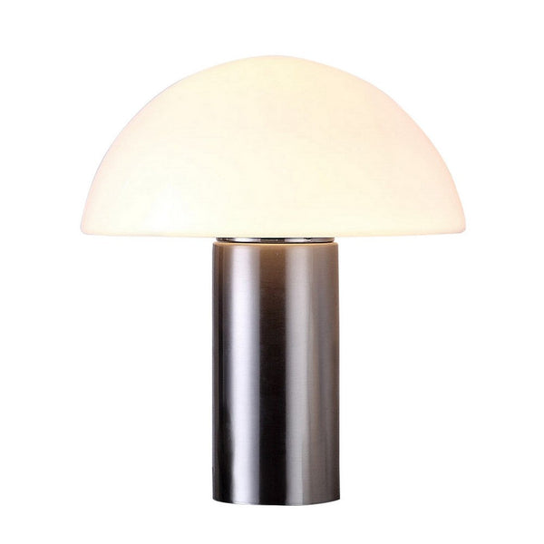 Lumina 15 Inch Table Lamp, Dome Shaped Shade, Slender Metal Stem, Silver - BM309681