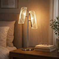 Spark 23 Inch Table Lamp with Metal Base and 2 Geometric Shades, Gold - BM309682