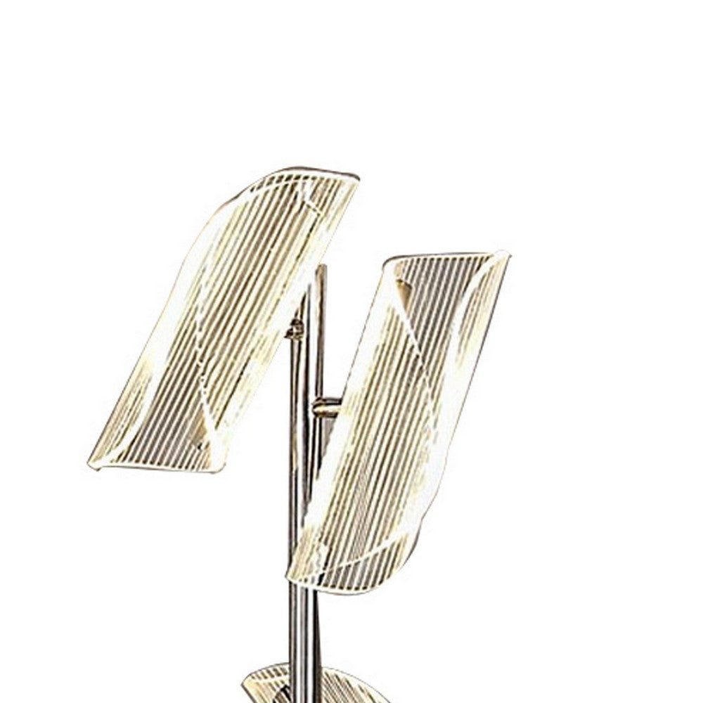 Spark 62 Inch Floor Lamp, 3 Cylindrical Glass Shades, Bright Nickel, Silver - BM309684