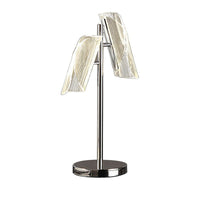 Spark 23 Inch Table Lamp, 2 Cylindrical Shades, Bright Nickel Silver Finish - BM309685