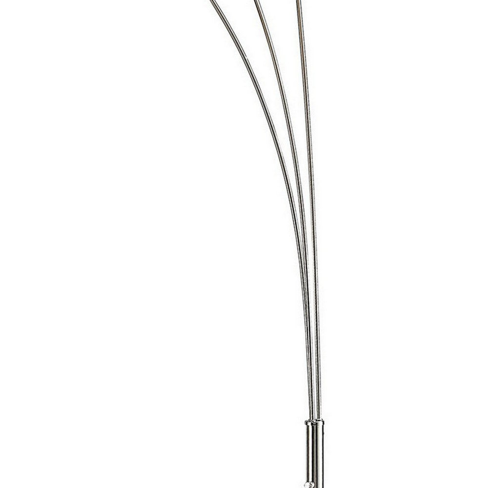 92 Inch 3 Arm Arc Floor Lamp with Modern Round Metal Base, Silver Finish - BM309687