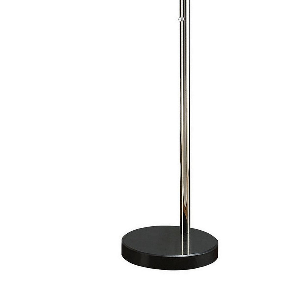 92 Inch 3 Arm Arc Floor Lamp with Modern Round Metal Base, Silver Finish - BM309687