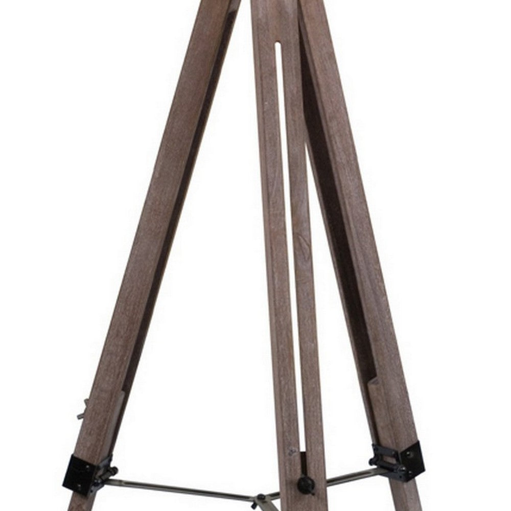 55 Inch Floor Lamp with Tripod Style Wood Frame, Spotlight, Brown and Black - BM309688