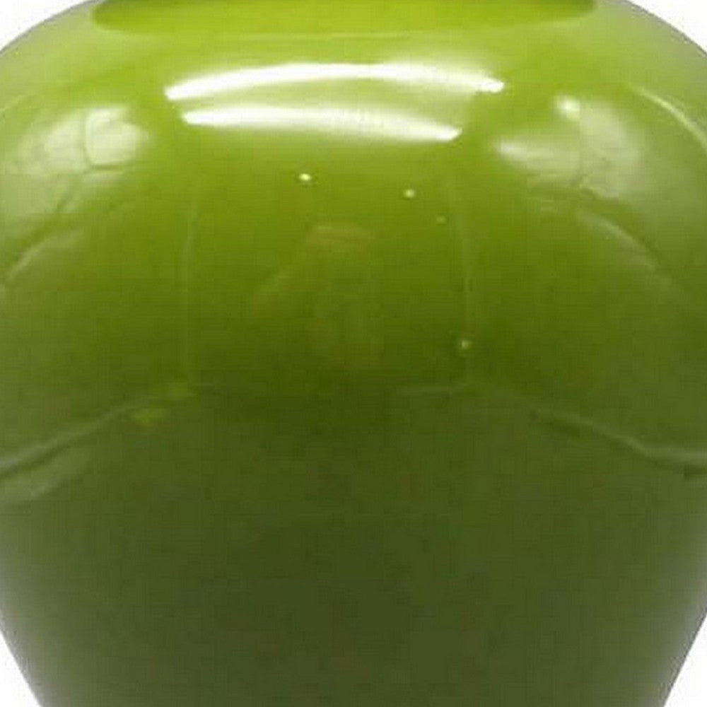 Teli 18 Inch Decorative Temple Ginger Jar, Smooth Ceramic, Glossy Green - BM309725