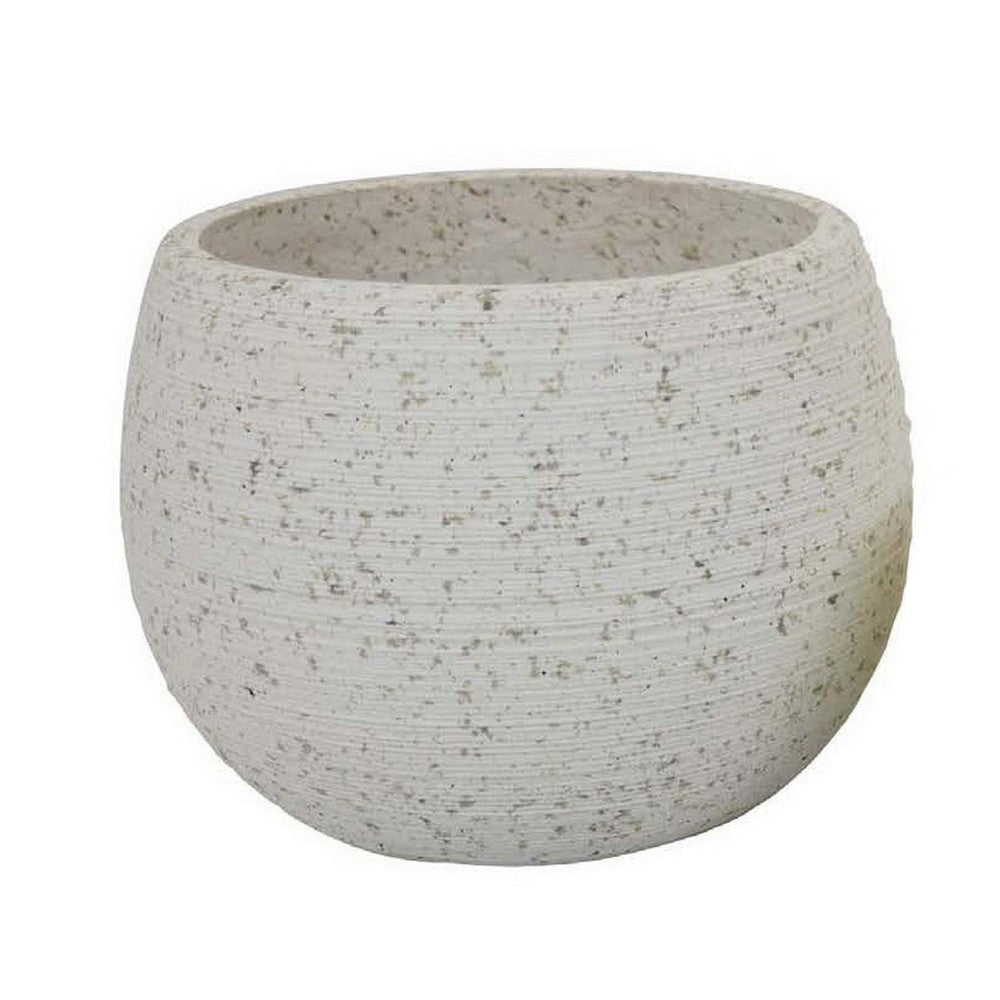 Line 10 Inch Planter Set of 2, Round Shaped Resin Body, Textured White - BM309740