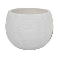 Line 10 Inch Planter Set of 2, Round Resin Body, Carved White Finish - BM309741