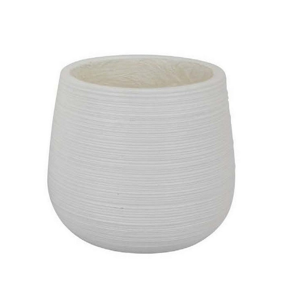 12 Inch Planter Set of 2, Smooth Curved Resin Body, Textured White Finish - BM309744