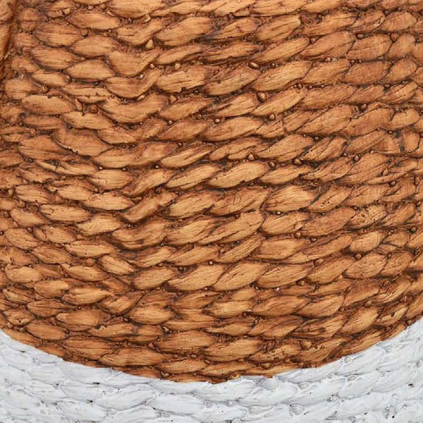 Reno 15 Inch Planter, Rope Woven Design, White and Brown Finished Resin - BM309749