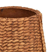 Reno 15 Inch Planter, Rope Woven Design, White and Brown Finished Resin - BM309749