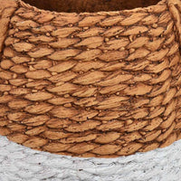 Reno 12 Inch Planter, Rope Woven Design, White and Brown Finished Resin - BM309750