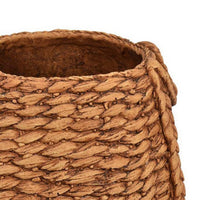 Reno 12 Inch Planter, Rope Woven Design, White and Brown Finished Resin - BM309750