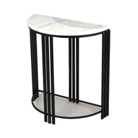 Wini Plant Stand Set of 2, Half Round Top with Curved Edges, Black Metal - BM309759